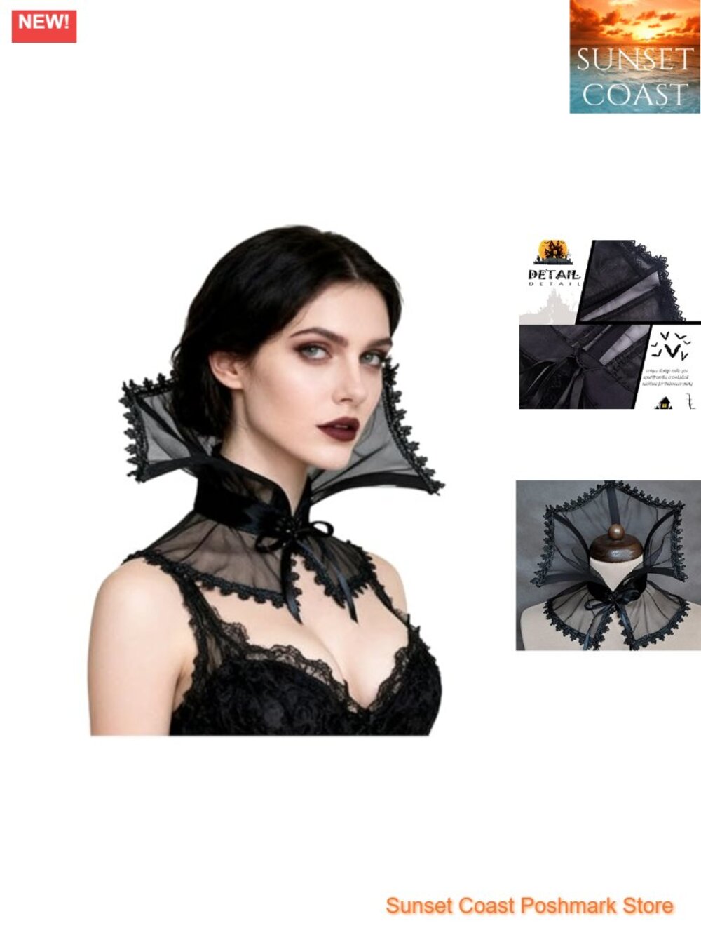 Victorian Stand Up Collar Lace Ruffle Gothic Cosplay Accessory